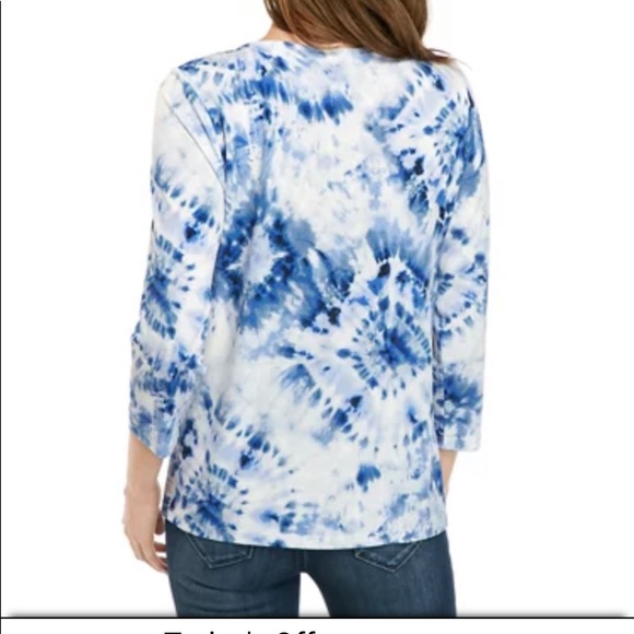 NWT Calvin Klein Keyhole Tie Dye Knit Blouse Size XS - Picture 2 of 9